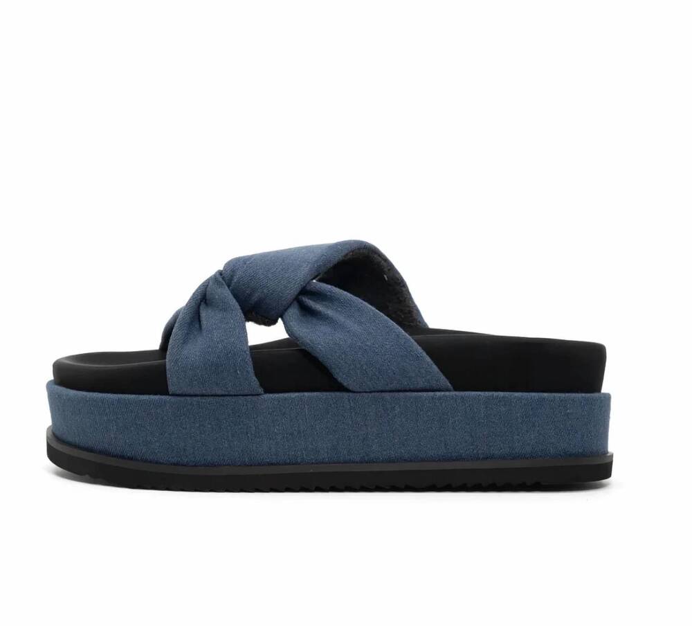 NEW ROAM women's side slip stack sandal in denim